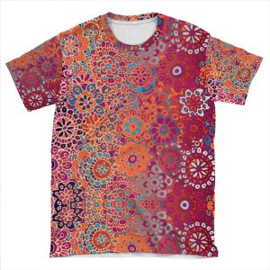Psychedelic Ombre Flower Doodle AOP T-shirt Tee