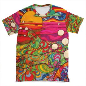 Psychedelic Trippy Hippy Colorful Illustration AOP T-shirt Tee