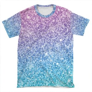 Purple Turquoise Glitter Ombre AOP T-shirt Tee