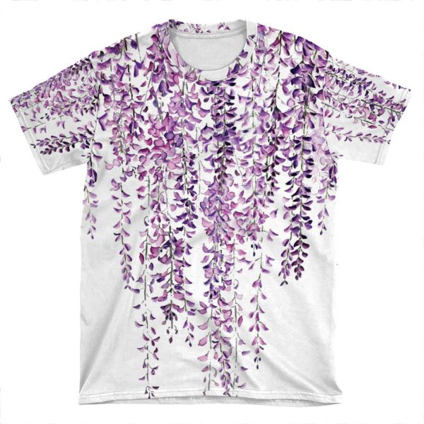 Purple Wisteria In Bloom AOP T-shirt Tee