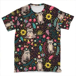 Raccoons Bright Pattern AOP T-shirt Tee
