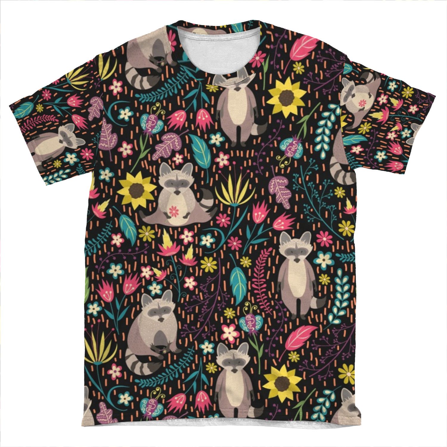 Raccoons Bright Pattern AOP T-shirt Tee