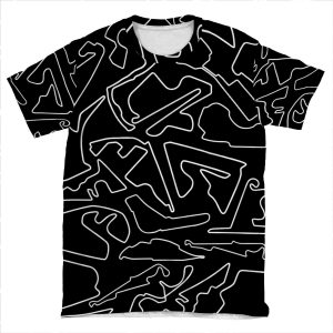 Race Tracks On A Black Background AOP T-shirt Tee