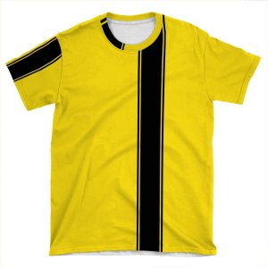 Racing Stripe - Black On Yellow AOP T-shirt Tee