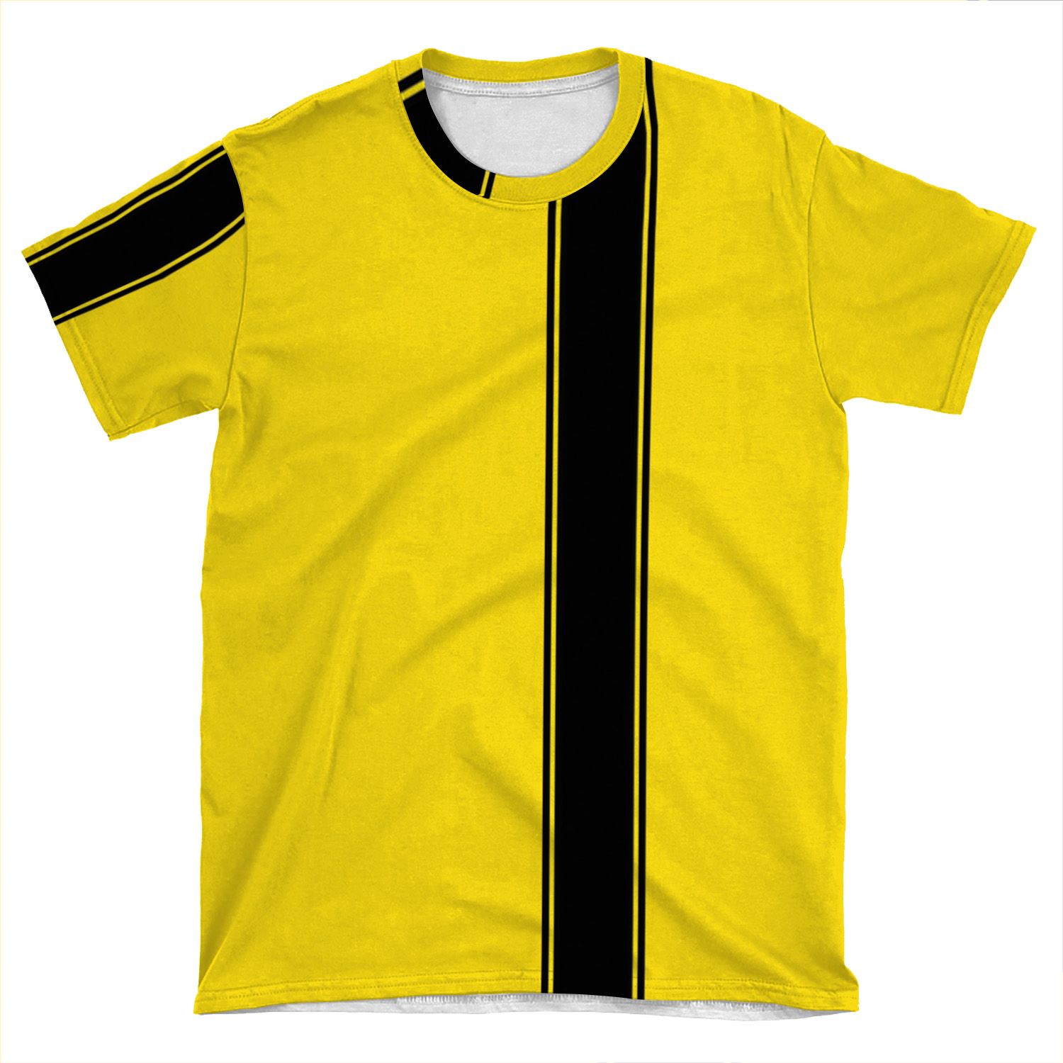 Racing Stripe - Black On Yellow AOP T-shirt Tee