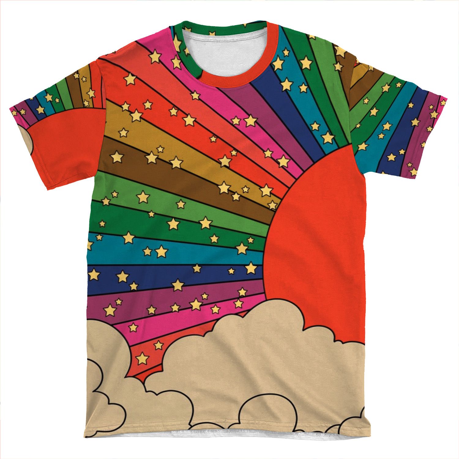 Rainbow 70S Sun AOP T-shirt Tee