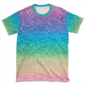 Rainbow Glitter AOP T-shirt Tee