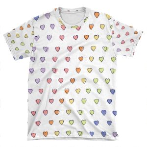 Rainbow Hearts Print AOP T-shirt Tee