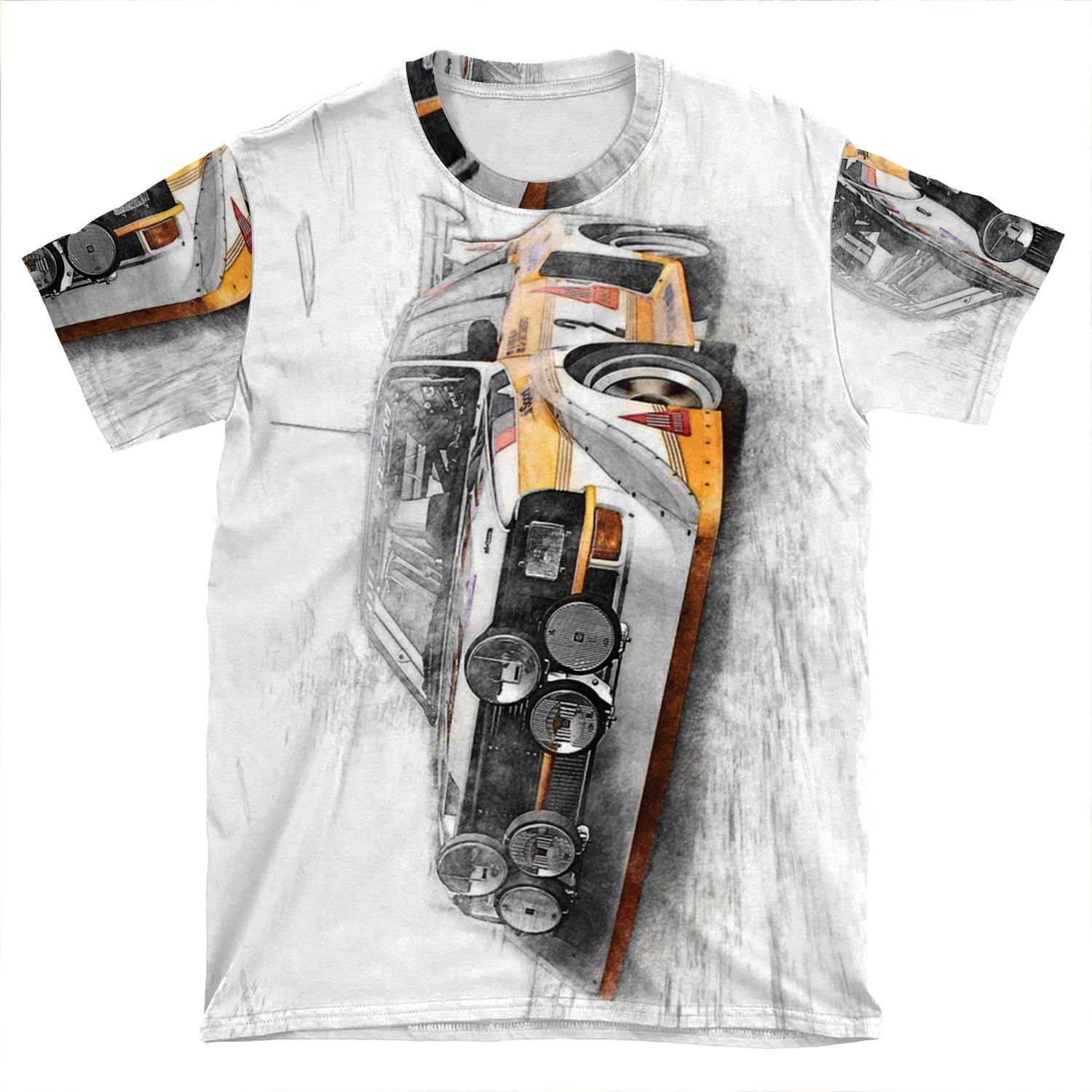 Rally Car Illustration AOP T-shirt Tee