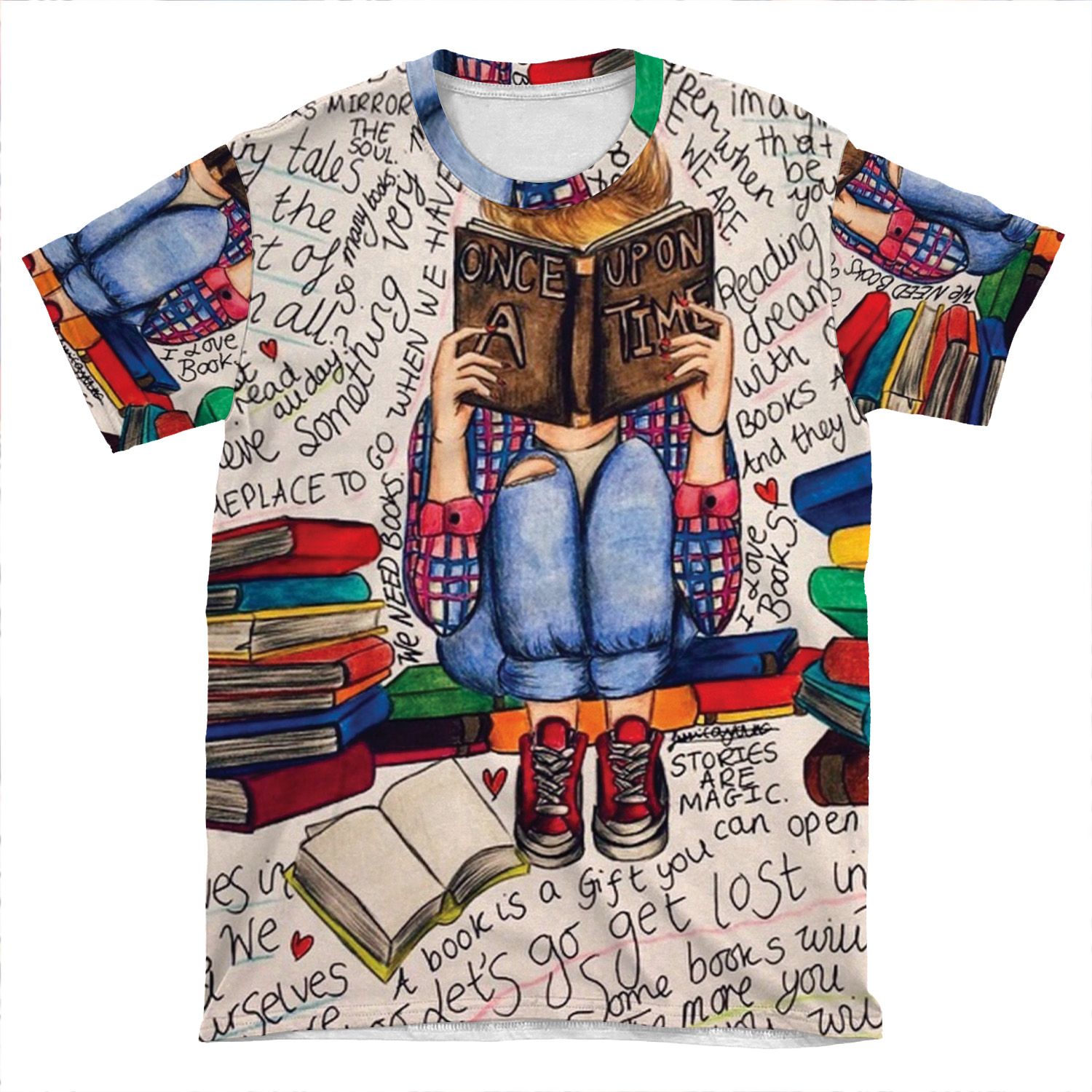 Reading Is Dreaming With Open Eyes. AOP T-shirt Tee