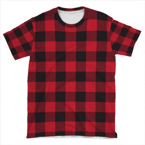Red And Black Buffalo Plaid AOP T-shirt Tee