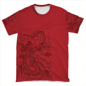 Red Asian Japanese Dragon Iphone AOP T-shirt Tee