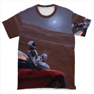 Red Car On The Red Planet AOP T-shirt Tee