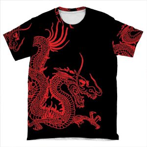 Red Chinese Dragon AOP T-shirt Tee