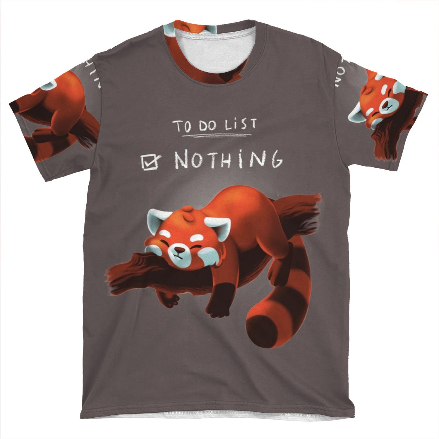 Red Panda Day - To Do List Nothing - Cute Fluffy Animal - Procrastinate AOP T-shirt Tee