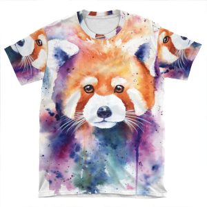 Red Panda Splash Watercolor AOP T-shirt Tee