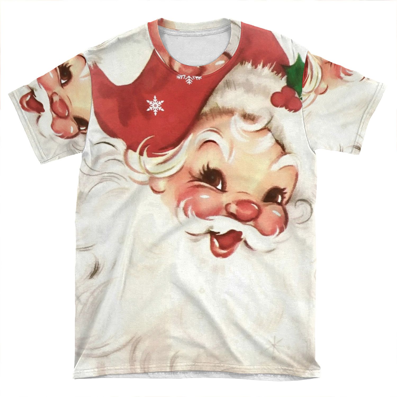 Red Retro Vintage Santa AOP T-shirt Tee