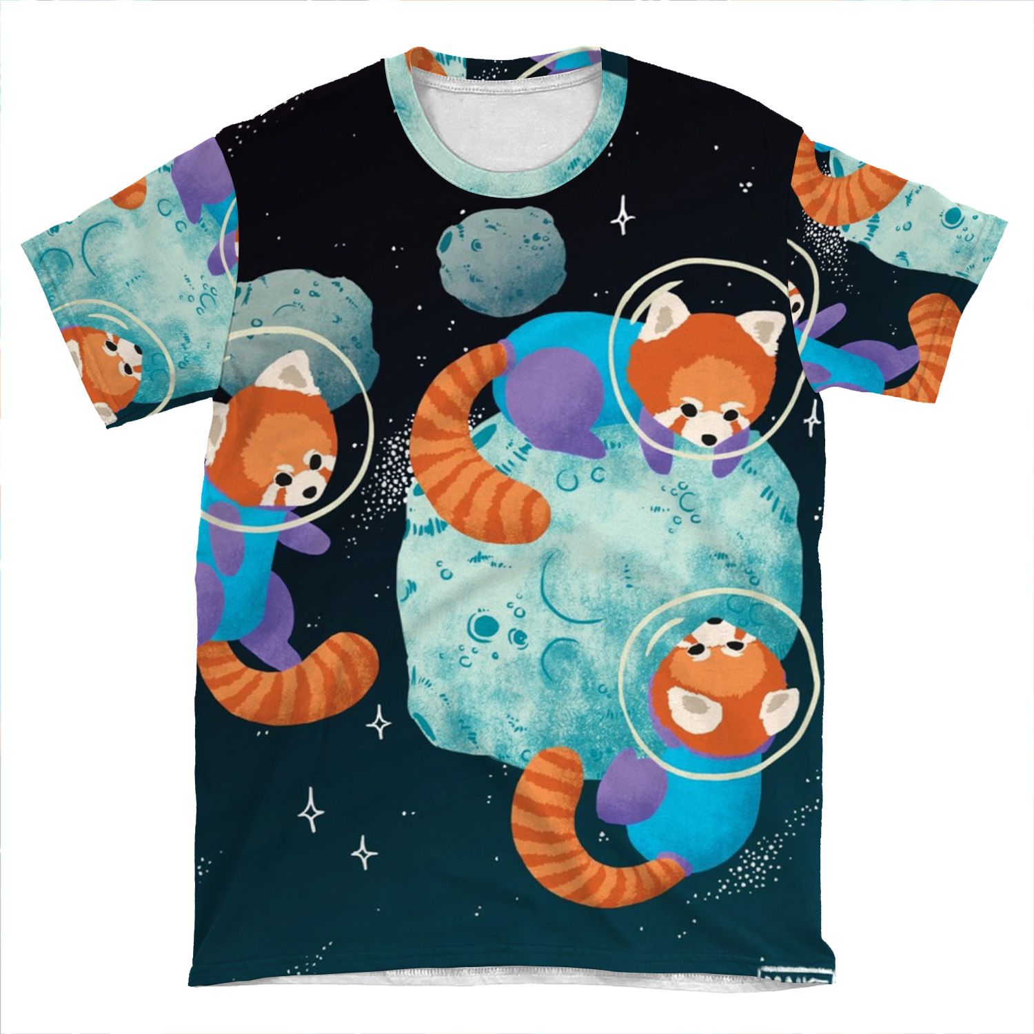 Red Space Pandas AOP T-shirt Tee
