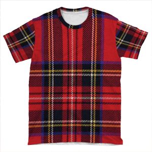 Red Tartan Fabric Design AOP T-shirt Tee