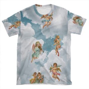 Renaissance Angels In Sky Cherubs Cupid Art AOP T-shirt Tee