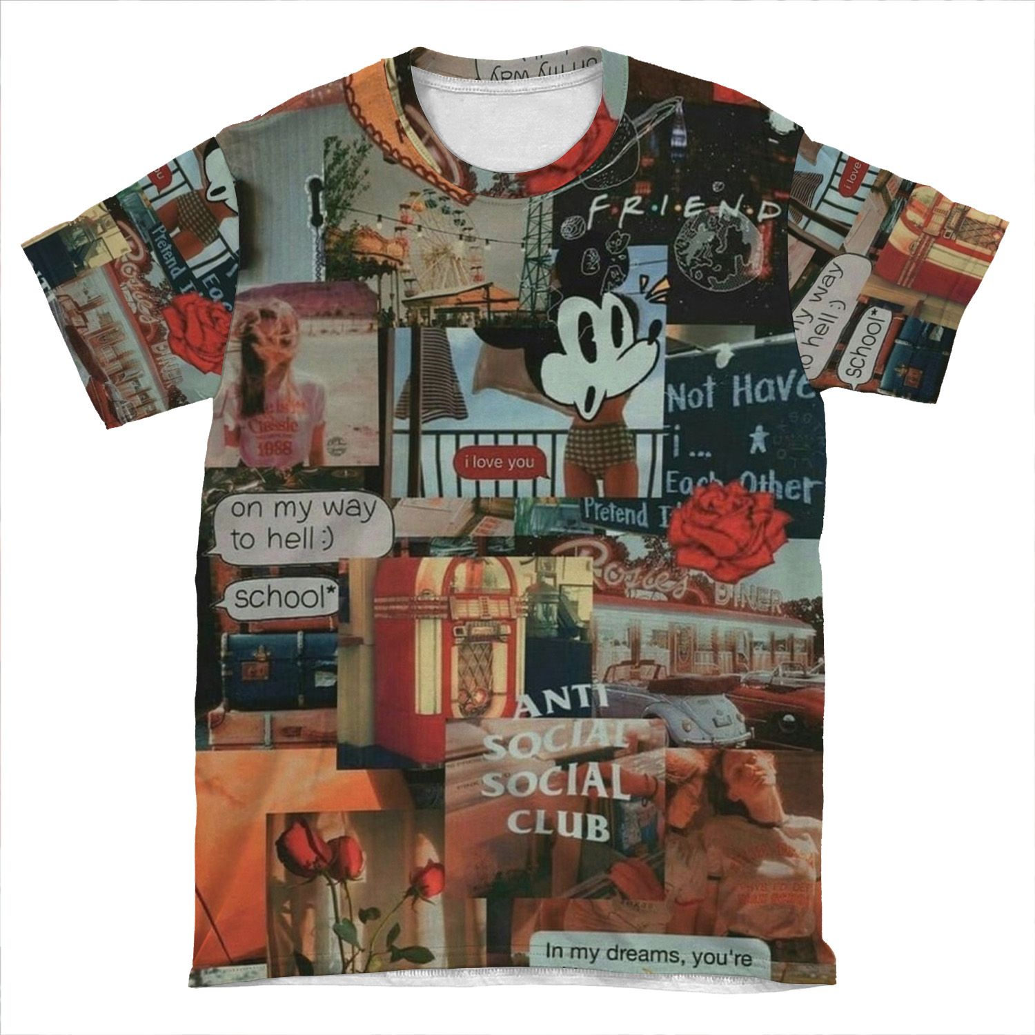 Retro 80S Aesthetic Grunge Teen Wallet Quote Tumblr Sticker AOP T-shirt Tee