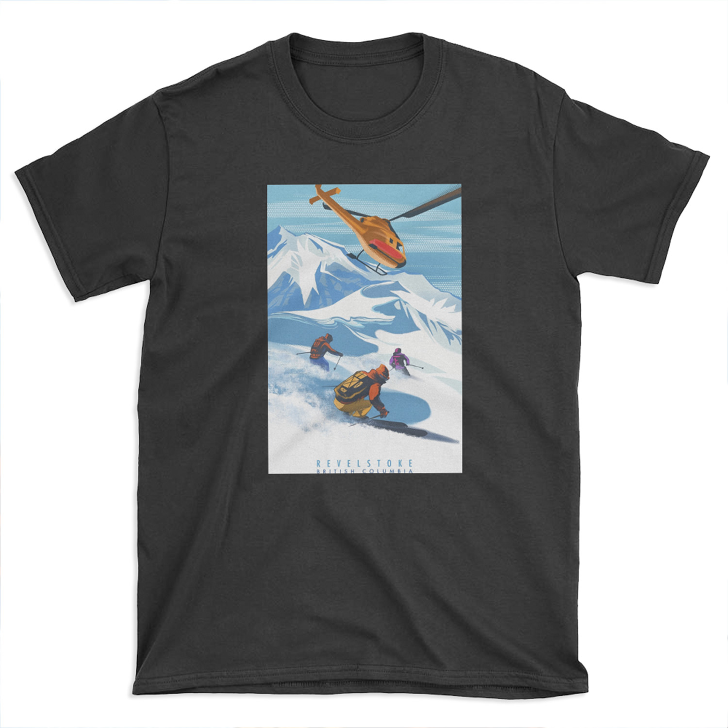 RETRO HELISKI REVELSTOKE SKI POSTER T-shirt Tee