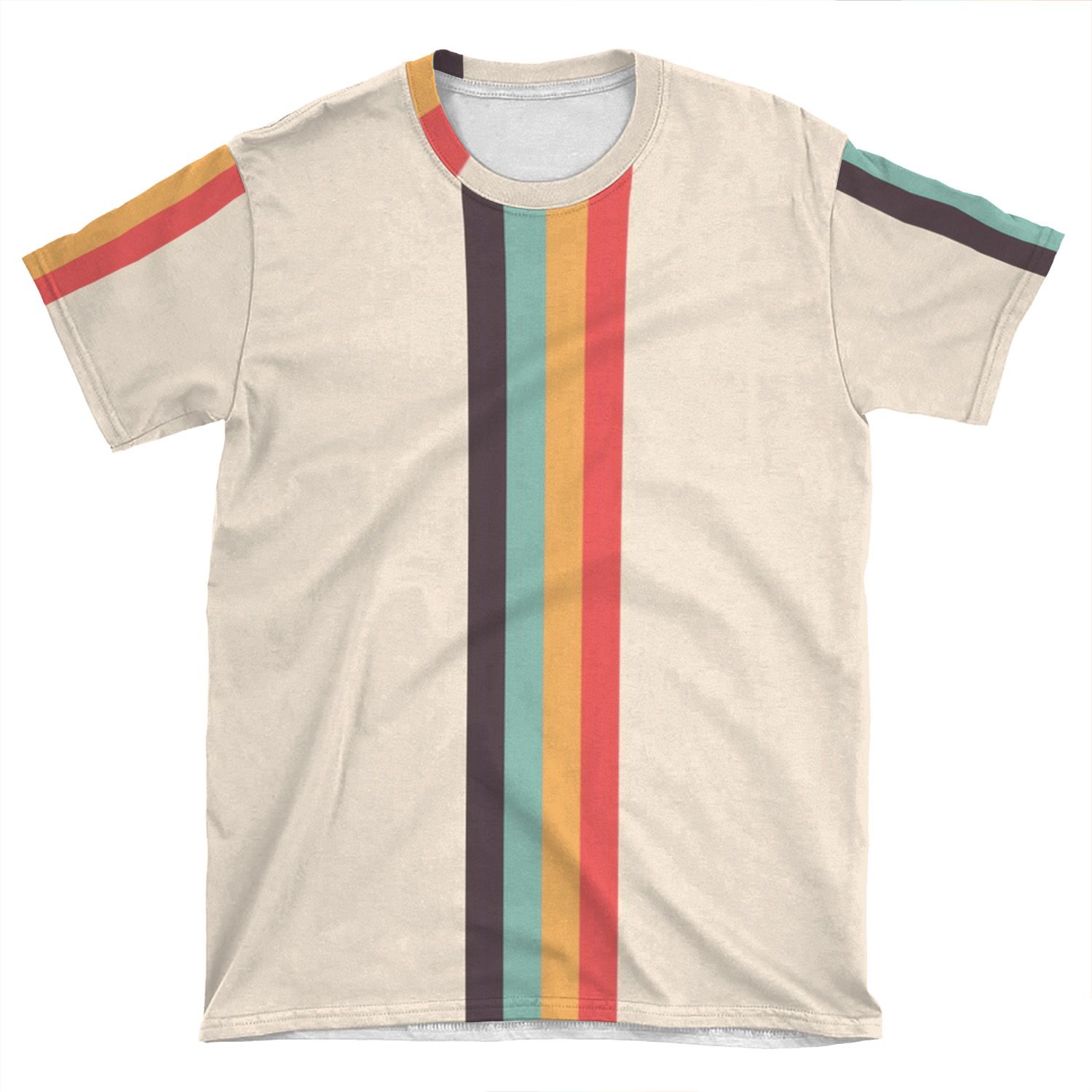Retro Rainbow Stripe AOP T-shirt Tee