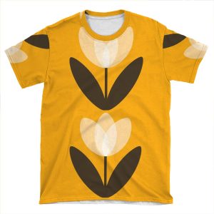 Retro Tulip In Mustard Yellow AOP T-shirt Tee