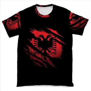 Ripped Albanian Flag AOP T-shirt Tee
