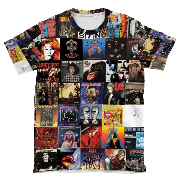 Rock Vinyl Collage AOP T-shirt Tee