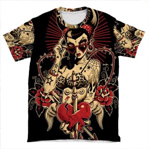 Rockabilly Art, Pinup Art, Heartbreaker, Vintage Pinup, AOP T-shirt Tee