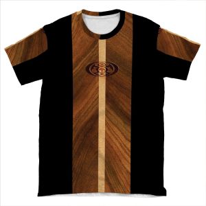 Rocky Point Hawaiian Faux Wood Surfboard - Black AOP T-shirt Tee