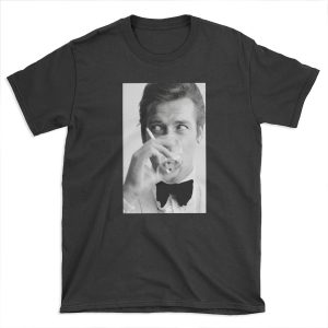 Roger Moore with Martini Retro Vintage T-shirt Tee