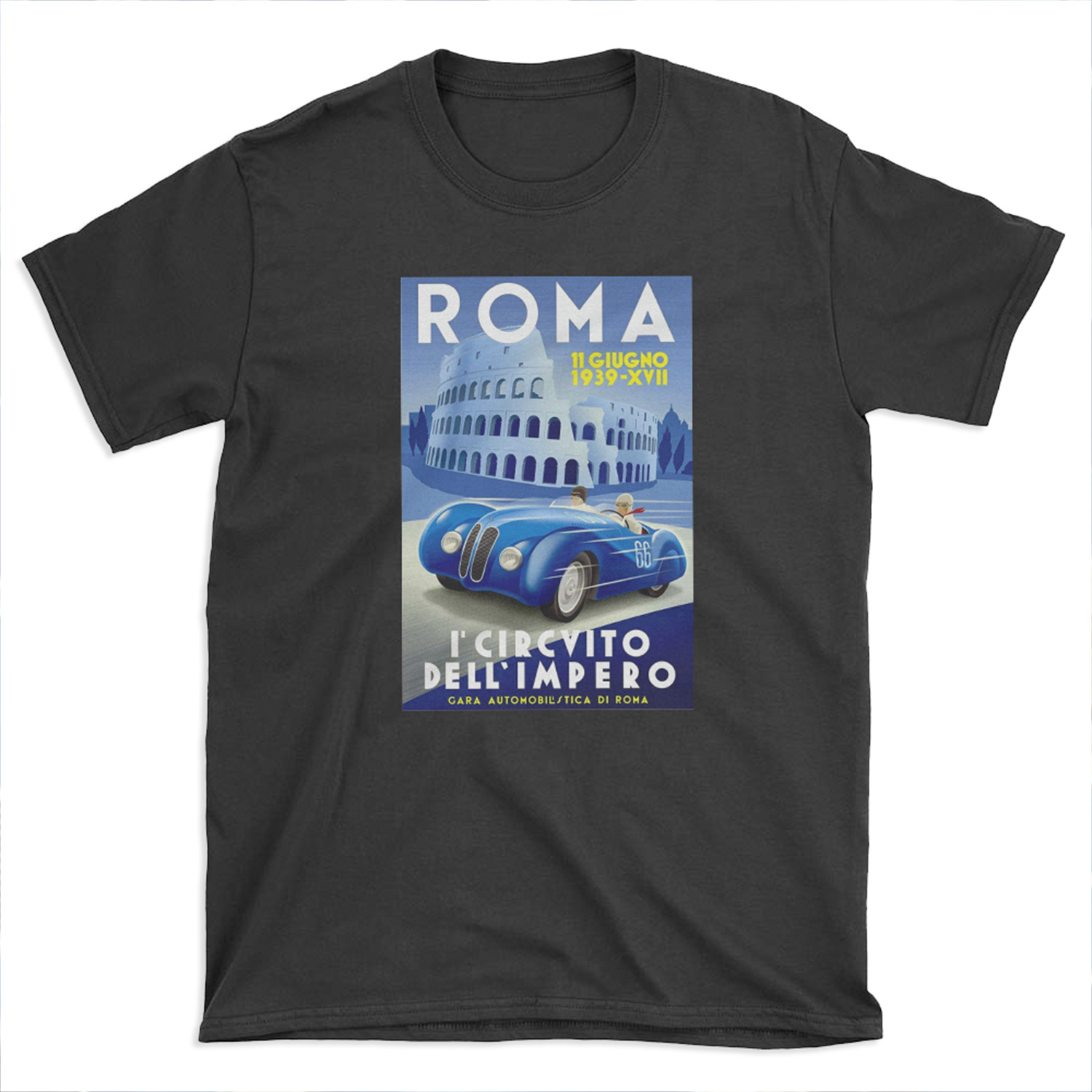 ROMA VINTAGE GRAND PRIX Auto Racing Print T-shirt Tee