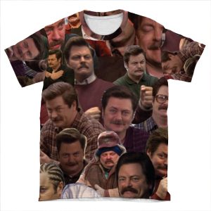 Ron Swanson's Faces AOP T-shirt Tee
