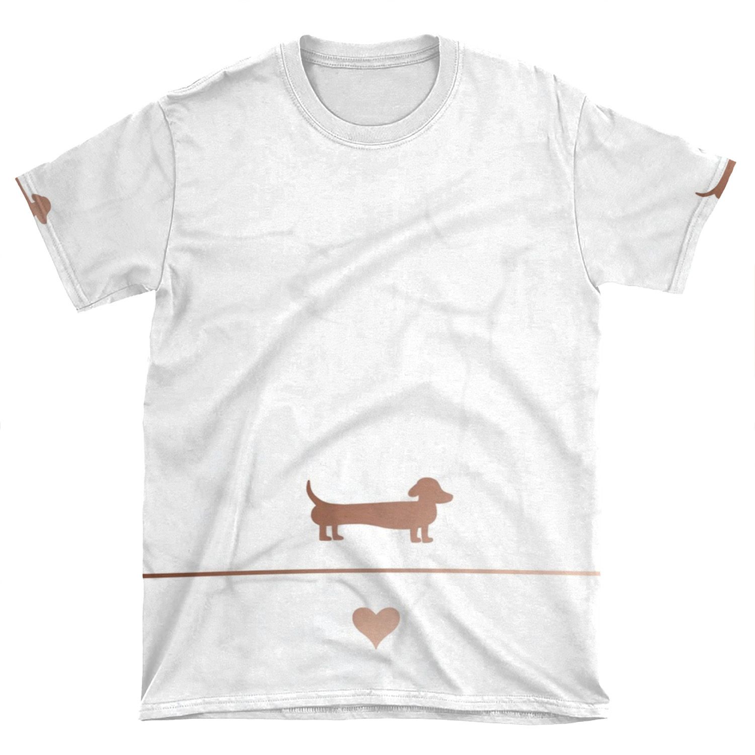 Rose Gold And Marble Dachshund Love AOP T-shirt Tee