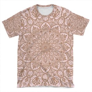 Rose Gold Beige Mandala AOP T-shirt Tee