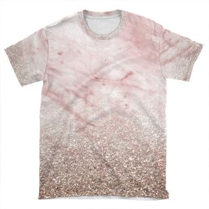 Rose Gold Champagne Glitter Gradient AOP T-shirt Tee