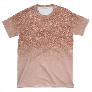 Rose Gold Glitter Effect Ombre AOP T-shirt Tee