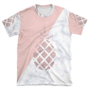 Rose Gold Glitter Pineapple AOP T-shirt Tee