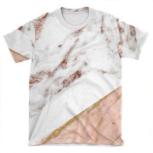 Rose Gold Marble Blended AOP T-shirt Tee
