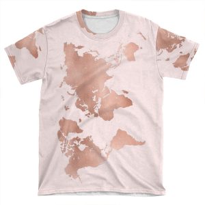Rose Gold World Map AOP T-shirt Tee