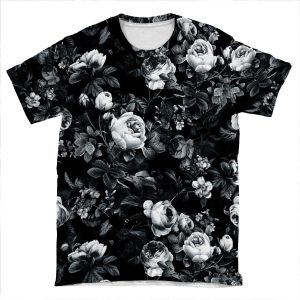 Roses Black And White AOP T-shirt Tee