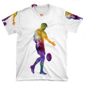 Rugby Man Player 02 In Watercolor AOP T-shirt Tee