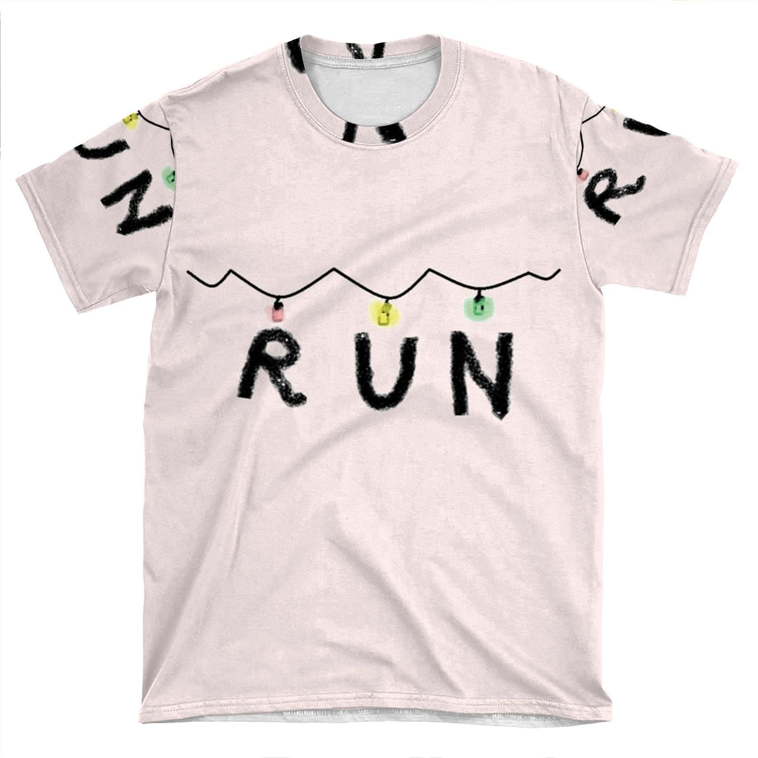 'Run' - Stranger Things Fairy Lights AOP T-shirt Tee