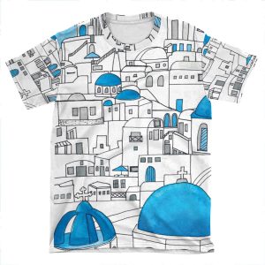 Santorini Blue And White Paradise AOP T-shirt Tee