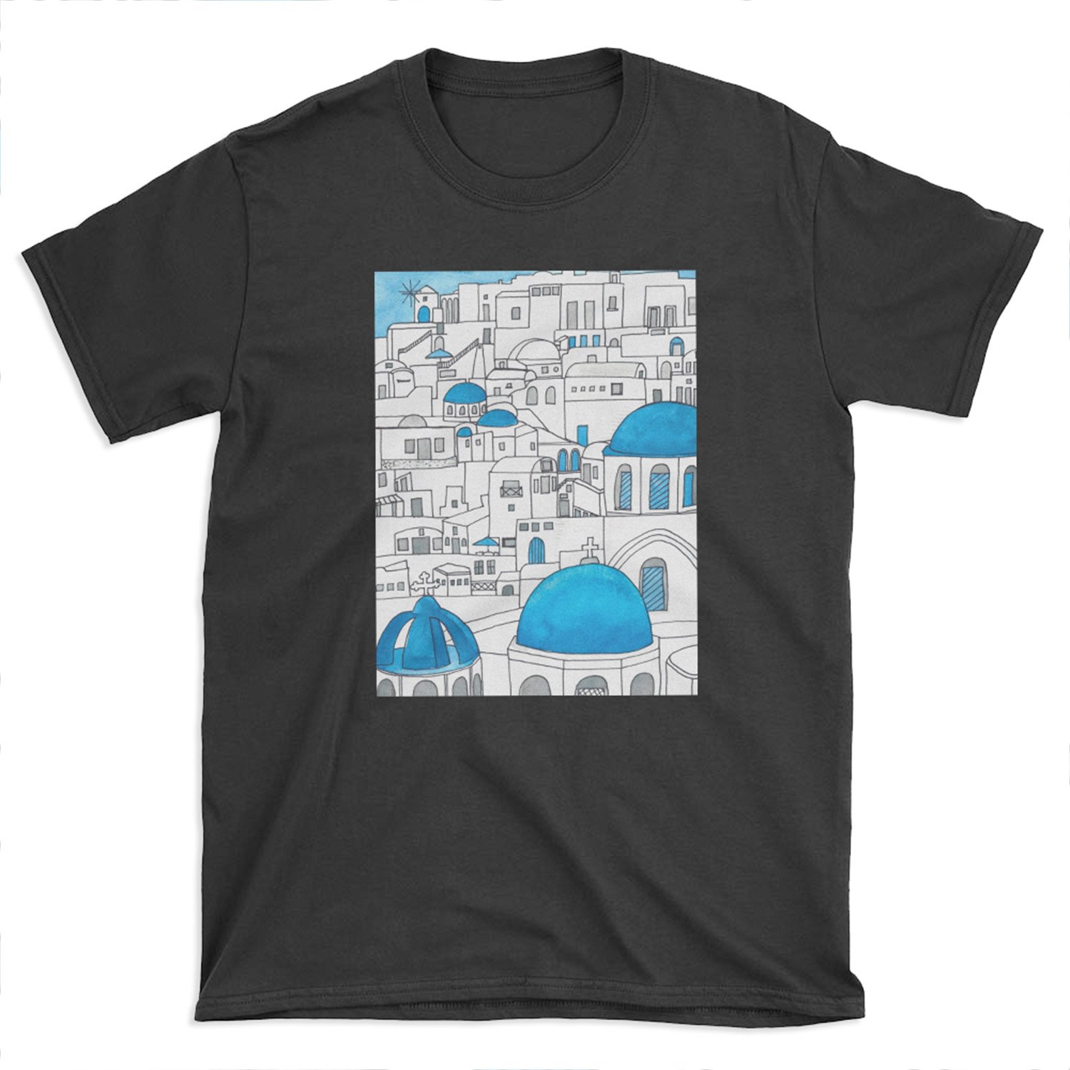 Santorini Blue and White Paradise T-shirt Tee