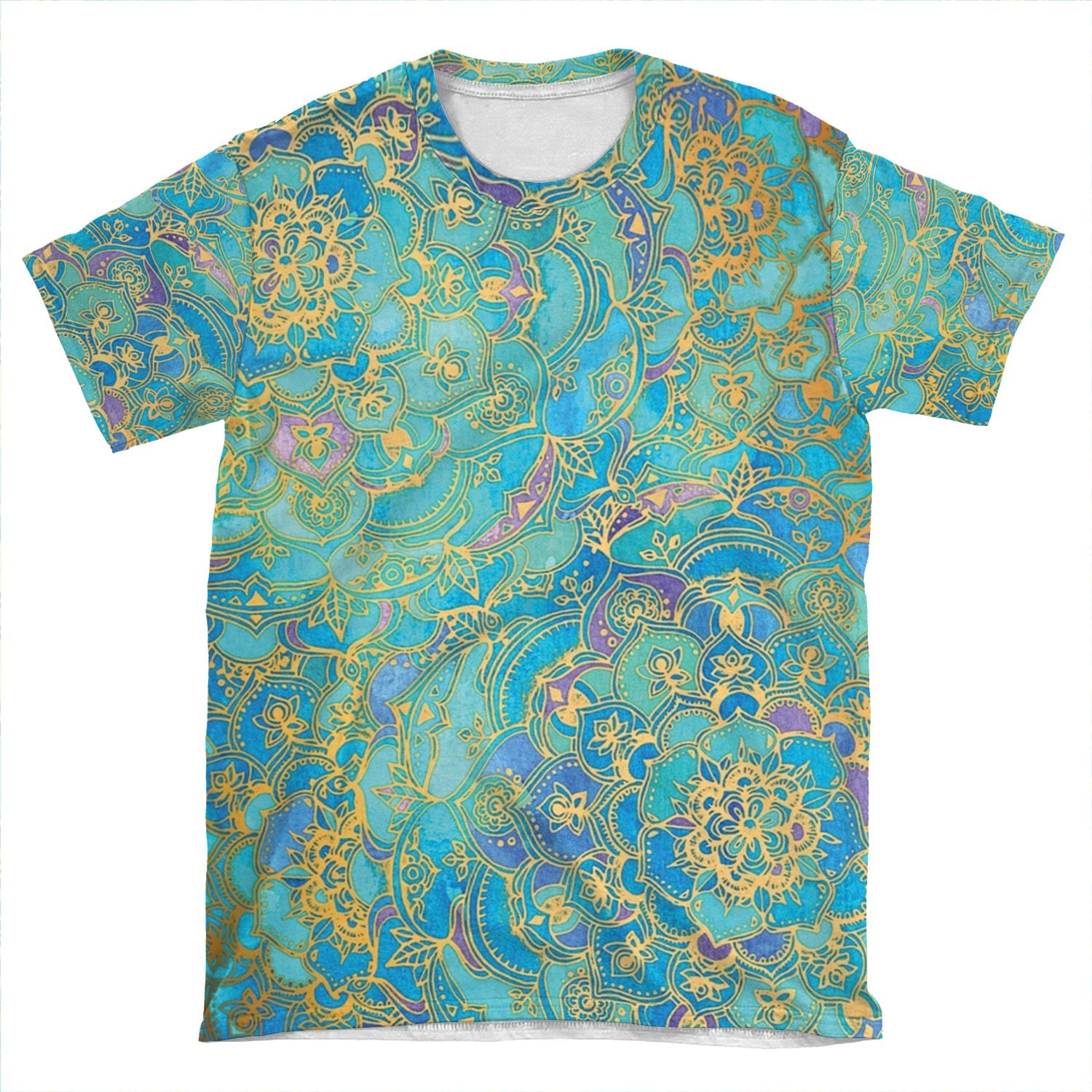 Sapphire & Jade Stained Glass Mandalas AOP T-shirt Tee