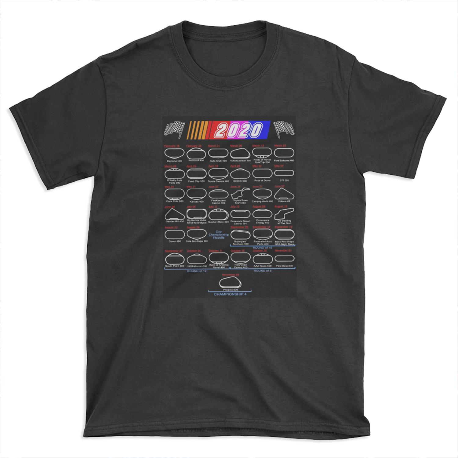 Schedule Nascar Cup Series 2020 T-shirt Tee
