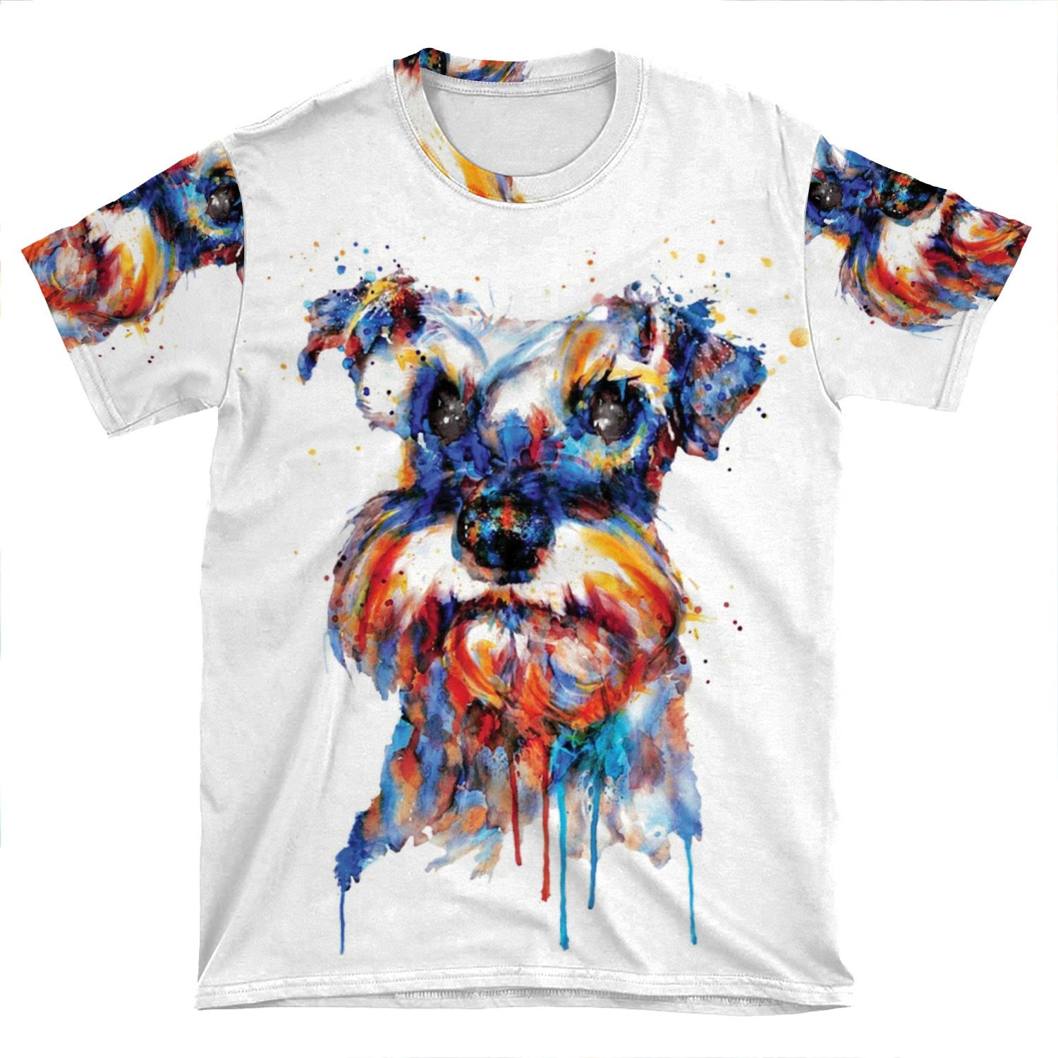 Schnauzer Head AOP T-shirt Tee